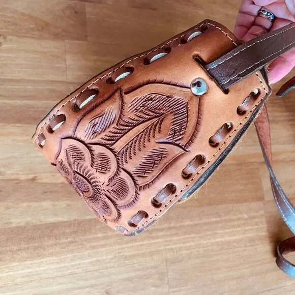 HAND TOOLED Leather Pony Hair Bag - Picture 6 of 14